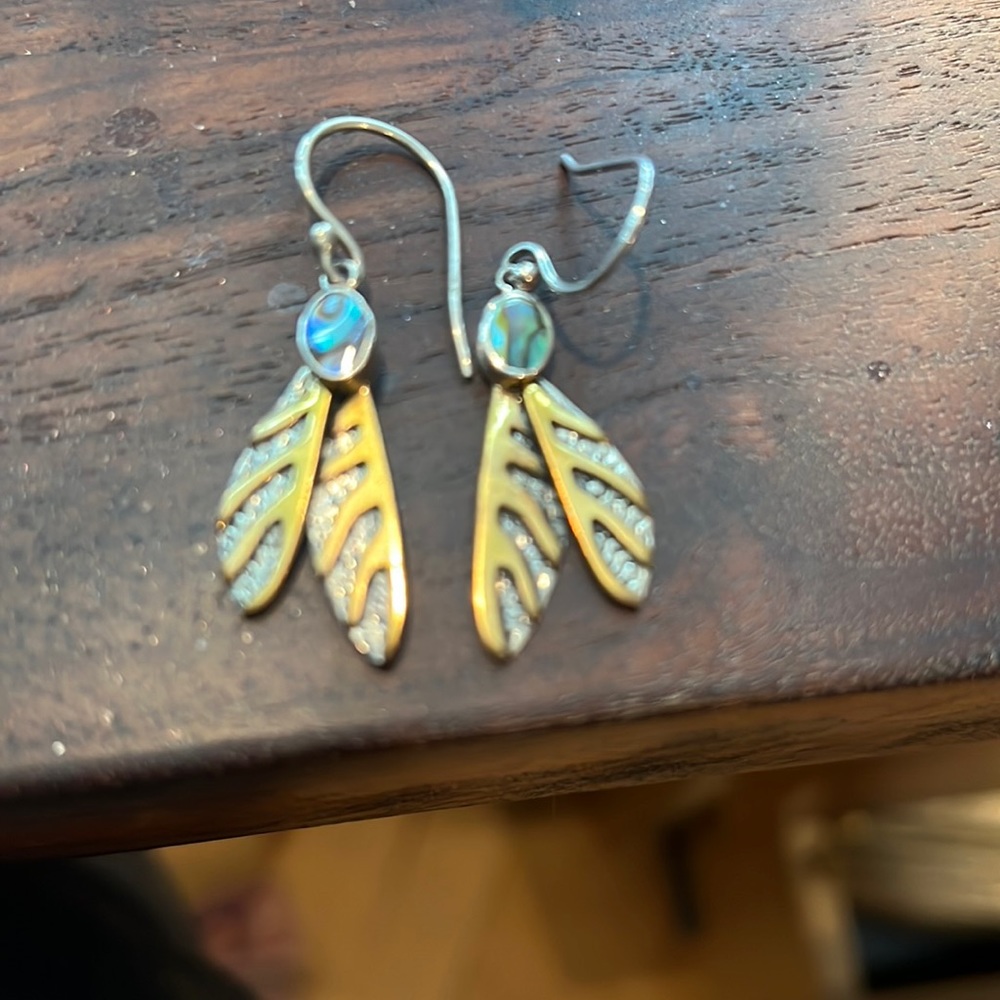 Sterling diver feathers gold and silver with stones